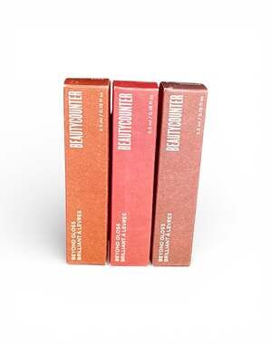 x3 Beautycounter Beyond lip Gloss in Spice, Peony, and Magnolia. Hard to find!